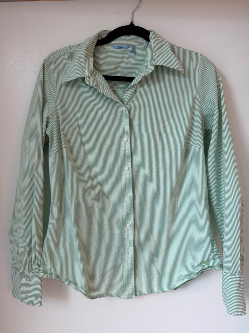 Izod Mint Green White Pinstripe Button-Down Shirt